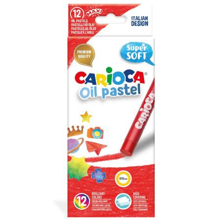 Creioane cerate CARIOCA Oil Pastel Maxi, 12 culori/set